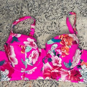 Torrid pink floral bathing suit top
